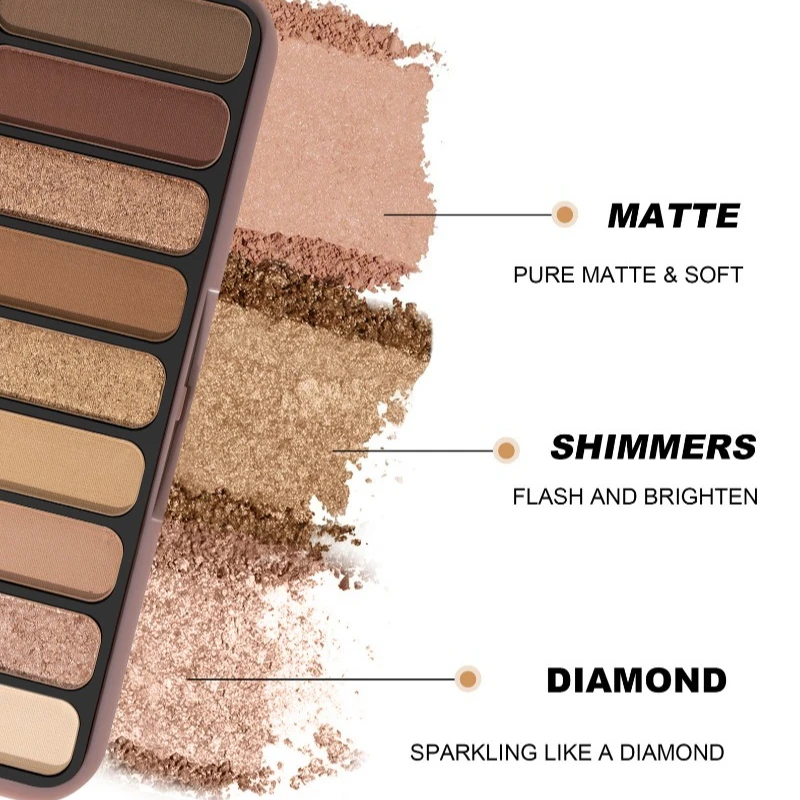 Paleta de sombras com 9 cores foscas, à prova d'água, de longa duração, faça você mesmo, kit de maquiagem multiuso, ferramentas de maquiagem