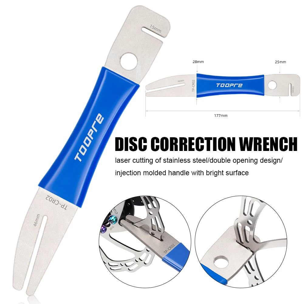 Bicycle Disc Correction Wrench Tool Disc Brake Rotor Alignment Truing Tool Stainless Steel Bike Brake Repair Adjustment Tool