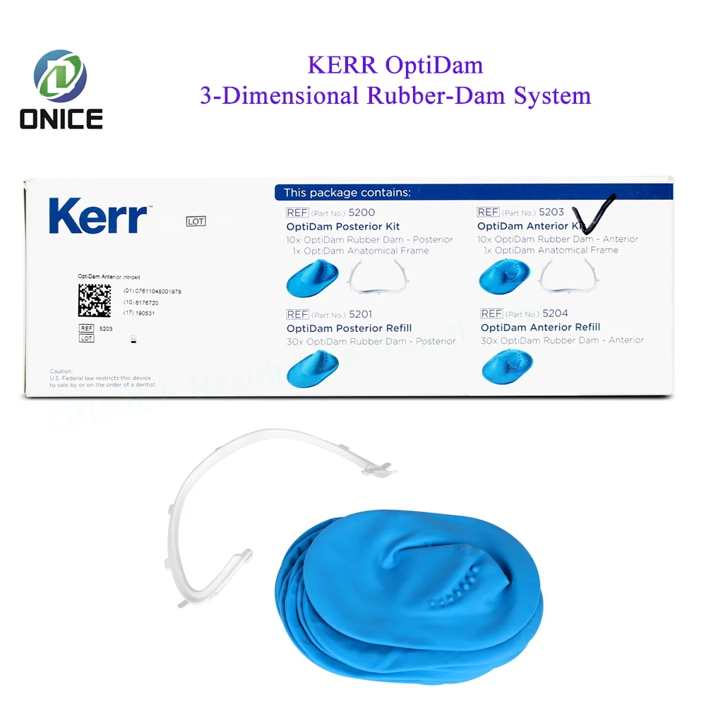 1 Set Dental Kerr Optidam Anterior or Posterior Kit,Kerr 3-Dimensional Rubber-Dam System made of 100% Natural Rubber Latex