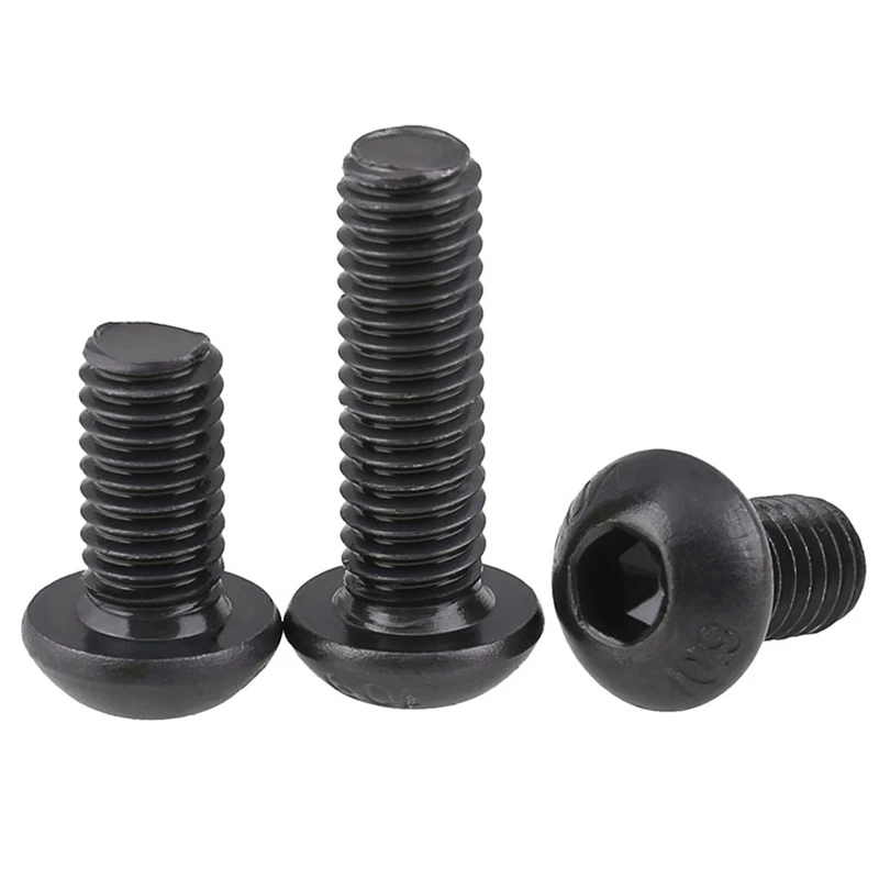 Black 10.9 Alloy Steel Hex Socket Round Pan Button Head Allen Bolt ISO7380 M2-M8 Furniture Screws for Hex Socket Tools