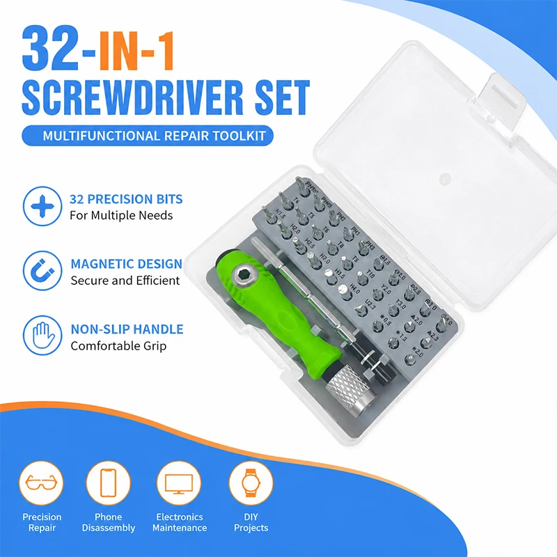 

32-in-1 Precision Screwdriver Kit Multifunctional Manual Repair Tool Set for Phone Tablet PC Electronics Disassembly Repair