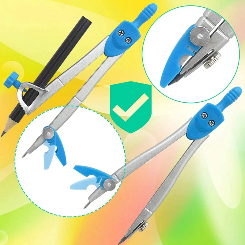 Geometria Compass Set para Estudantes, Matemática Escolar, Transferidor Set, Réguas, Engenharia em Carry Case, 10Pcs