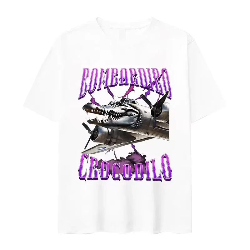Funny Meme Bombardino 악어 비행기 폭격기 그래픽 T 셔츠 여성 캐주얼 OversizeShort Sleeve T 셔츠 streetwear