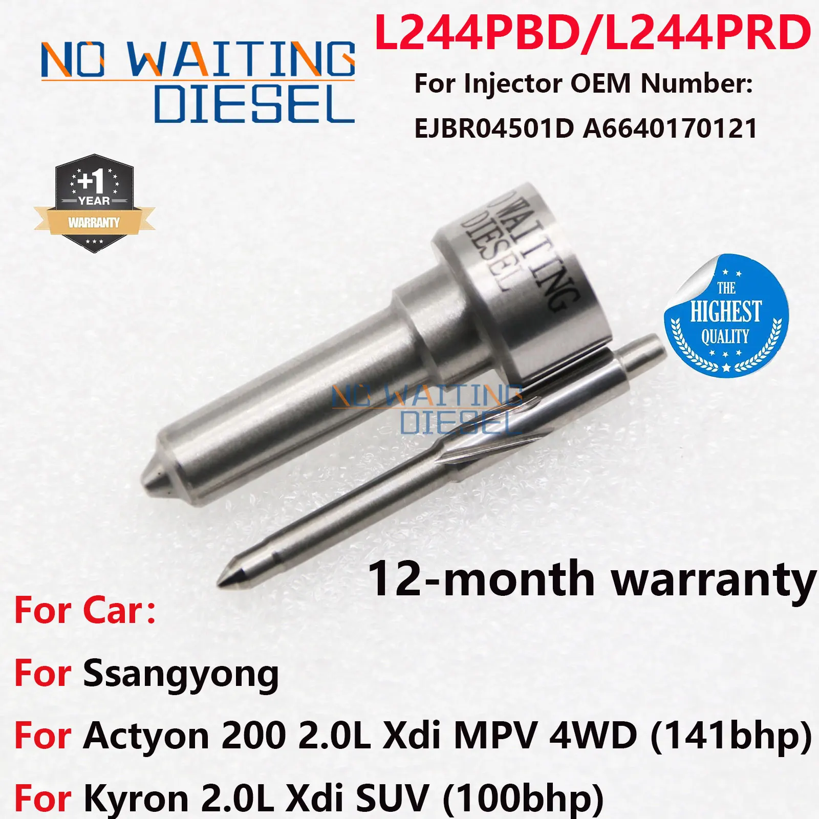 L244PBD Common Rail injector Nozzle L244PRD Injector Part Numbers EJBR04501D A6640170121 For Ssangyong Kyron Actyon