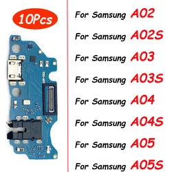 Puerto de carga USB para Samsung, cargador de base, placa de conector, Cable flexible, probado, A02, A03, A04, A05, A02S, A03S, A04S, A05S, 10 unidades