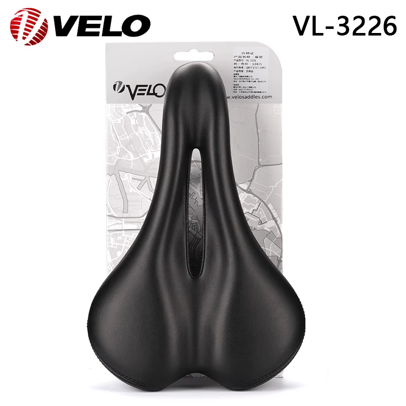 VELO Original VL-3226 PU Leather Steel Rail 270x180mm Comfort Bicycle Saddle for MTB Road Gravel City Bike Cushion Cycling Parts