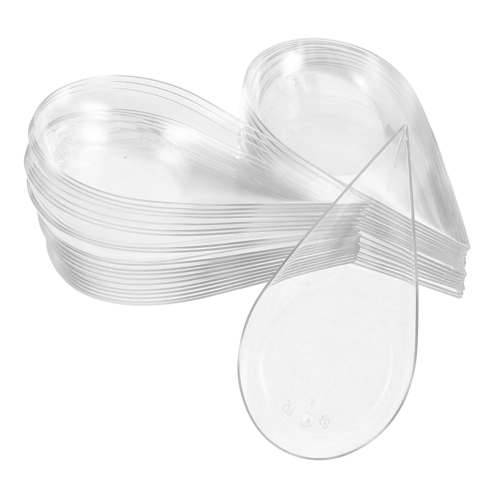 

100Pcs Mini Appetizer Plates Reusable Plastic Spoons Multipurpose Dessert Serving Tray Candy Snack Fruit Dish Desserts Dishes