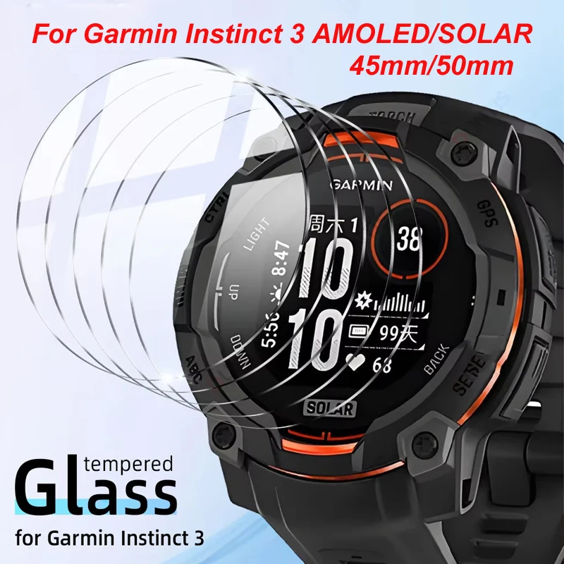 واقي للشاشة من الزجاج المقسى لـ Garmin Instinct 3 AMOLED SOLAR 50 مللي متر 45 مللي متر ملحقات واقي شاشة الفيلم