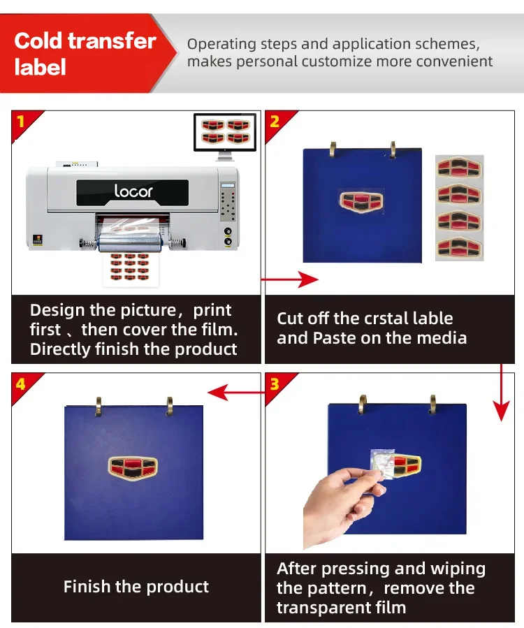 Locor Brand A3 Uv Dtf Printer 2 In 1 Printing 2/3 Heads Laminating Xp600 For Label Glass