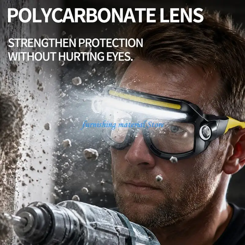Y5GD Type C Wearable Work Glasses with Front LEDs for Inspection Daily Use