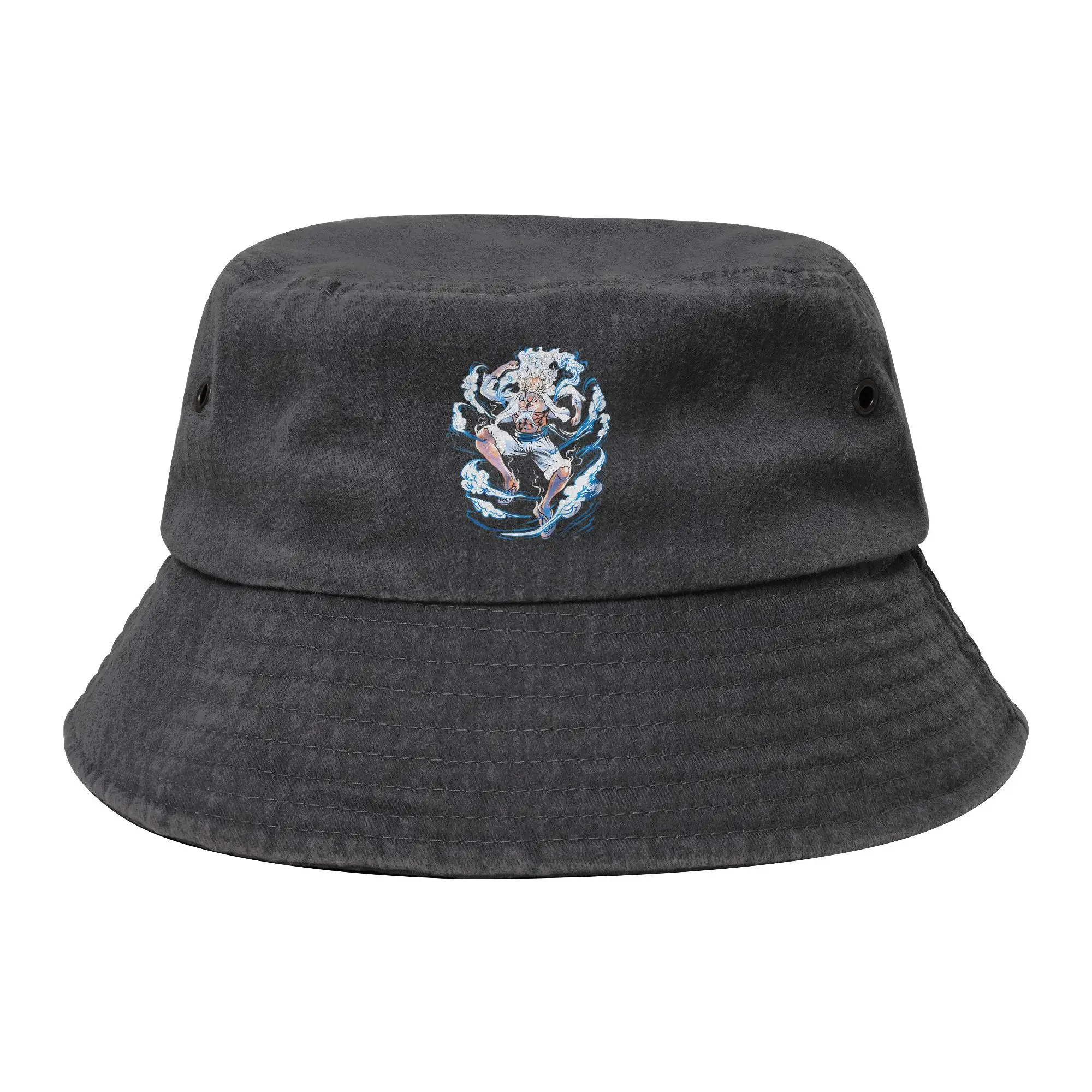 Nika Anime Monkey-Luffyy Bucket Hat for Teen Travel One Piece Distressed Washed Sun Hat UV Protection for Camping Fisherman Caps