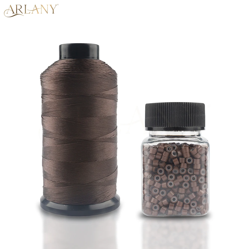 ARLANY 1000 Stuks Micro Ringen Links Kralen Inslag Extension Kit Met Nylon Gebonden Naaigaren Voor Naai-In Inslag haarverlenging