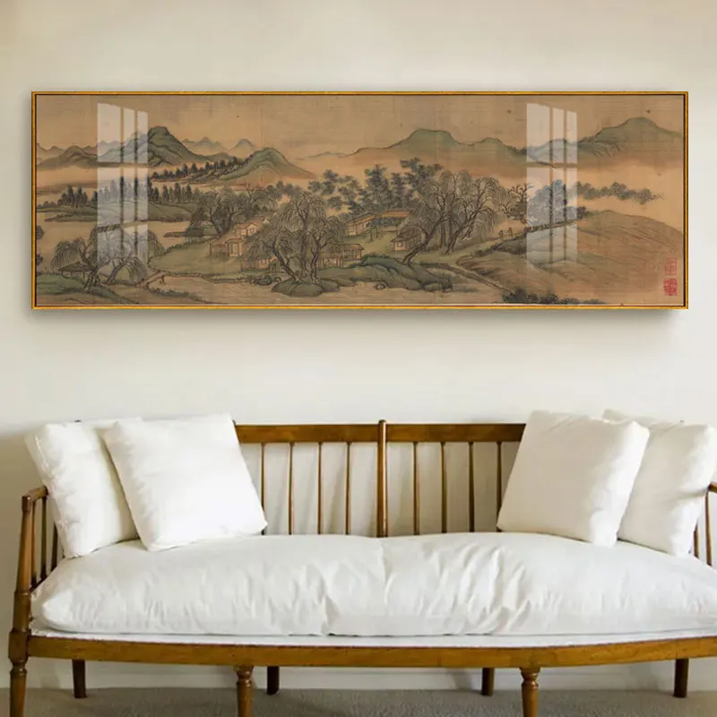 

Chinese Style Wall Art Abstract Landscape Lake Hill Artwork Canvas Painting Poster Picture Print Office Living Room Home Décor09