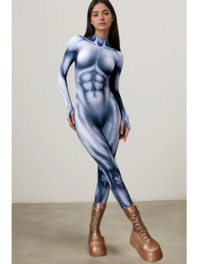 Realistischer Muskel-Bodysuit für Männer und Frauen, dehnbarer Kostüm für Paare, Halloween-Cosplay, Party-Auftritt, Aerial-Yoga-Anzug – Detail 5