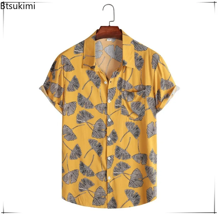 

Men's Summer Hawaiian Style Loose Short Sleeve Casual Shirts Fashion 3D Print Vacation Beach Shirt Tops Breathable Blouses Male