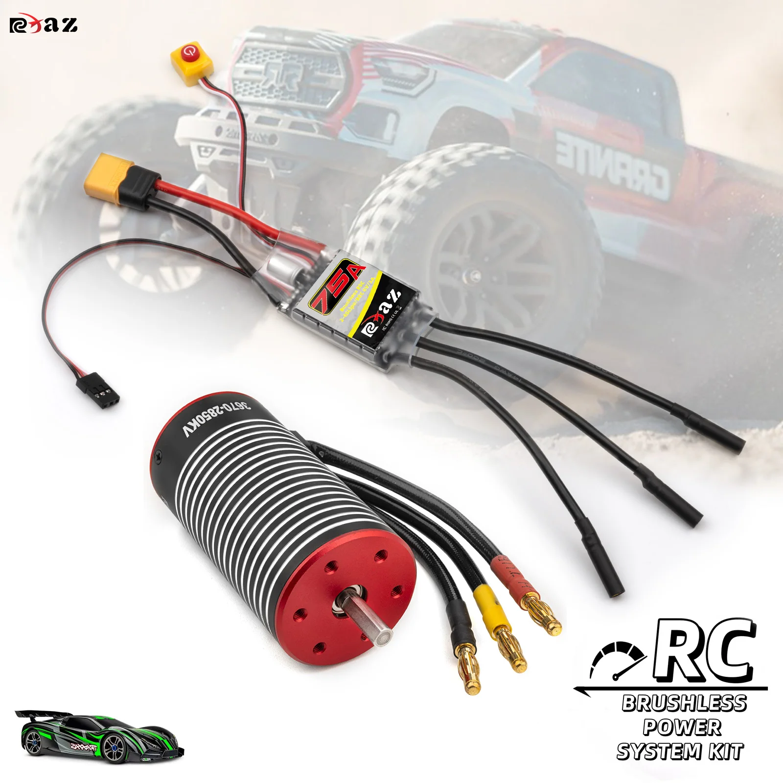 

Бесщеточный двигатель RC 3670 75A ESC для осевого гусеничного автомобиля Traxxas Hsp 1/10 Автозапчасти Accs Toy Truck Tank Tamiya Axial scx10 D90 Hpi
