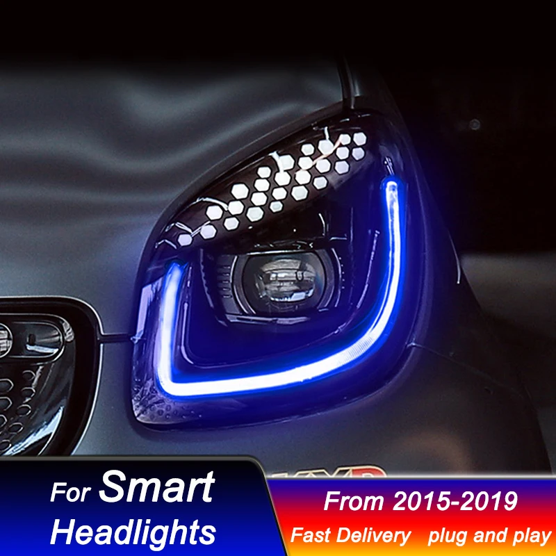 المصابيح الأمامية للسيارة لمرسيدس بنز الذكية 2015-2019 نمط جديد كامل LED رئيس مصباح ترقية DRL إشارة ديناميكية مجموعة الضوء الأمامي