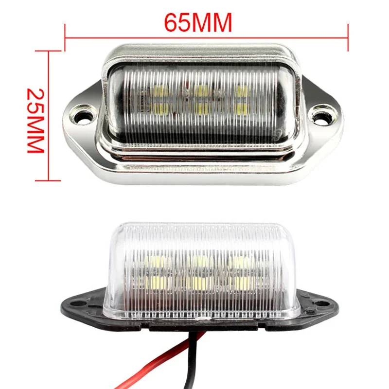 6 LED Oświetlenie tablicy rejestracyjnej samochodu ciężarowego Uniwersalna ciężarówka RV Przyczepa Wodoodporne światło tylne Lampa boczna Żarówka tablicy rejestracyjnej samochodu 12-24 V