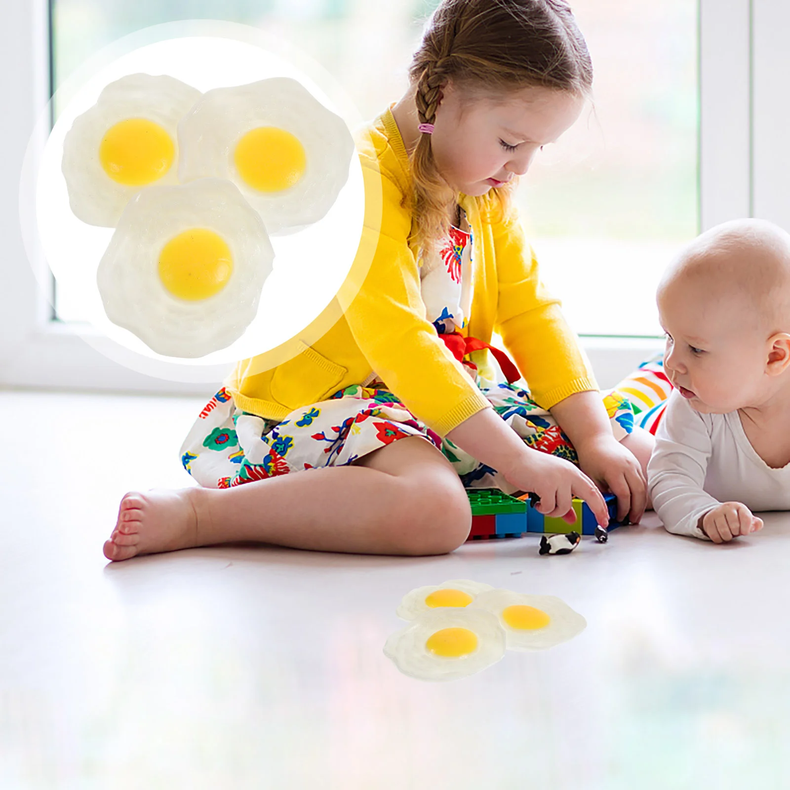 3 Pcs Emotion Venting Toy Decompression Anti-stress Egg Shaped Fried Plaything Pressure Relief Squeeze