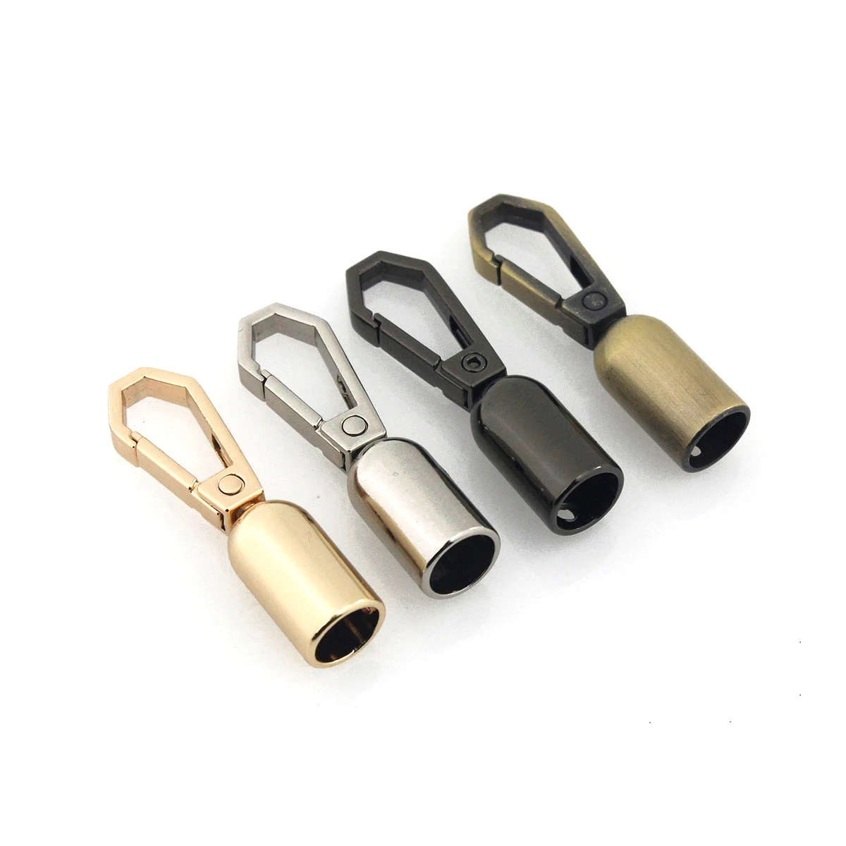 2pcs Metal Fashion Leather Cord Crimps End Tip Caps Connectors Snap Hook Trigger Clasps Clips for Leather Craft Bag Strap Belt