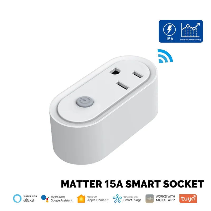 المكونات الذكية المادة واي فاي المقبس الملحقات 15A الموقت منفذ مراقبة الطاقة دعم TUYA ل Homekit جوجل المنزل اليكسا الولايات المتحدة التوصيل-A36R