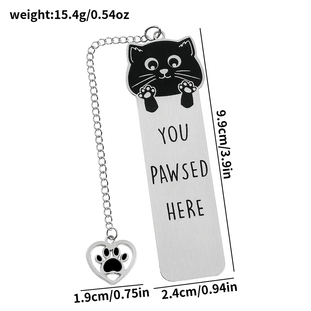 1pc Cute Cat Bookmarks For Cat Lovers, Kawaii Black Cat Stainless Steel Bookmarks, Reading Marking Stationery For Book Lovers