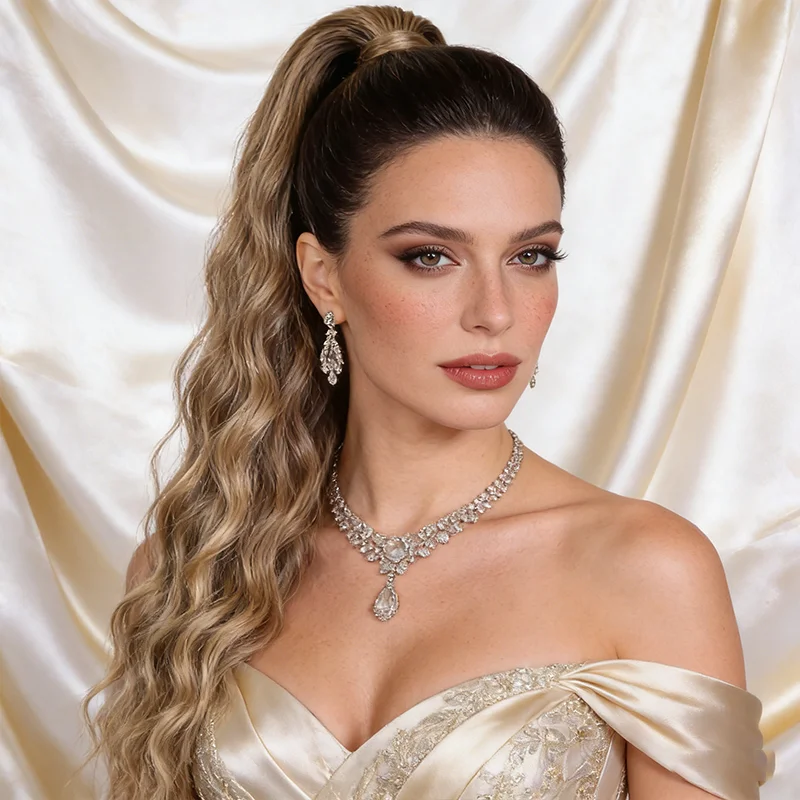 

Европейские и американские длинные волнистые парики, парики с косой прической, парики с эффектом водной волны, синтетические парики-хвосты на шнурке.