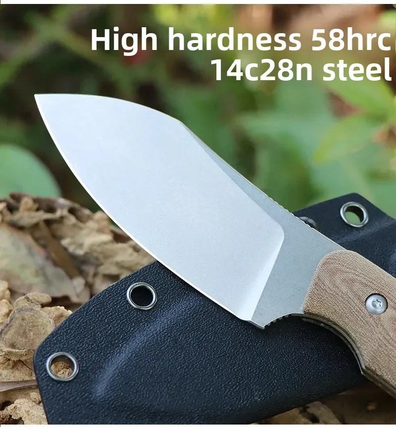 Fixed blade self defense tool for wilderness survival sharp blade 14C28N Steel Multi Functional Straight Knife Tactical Knife