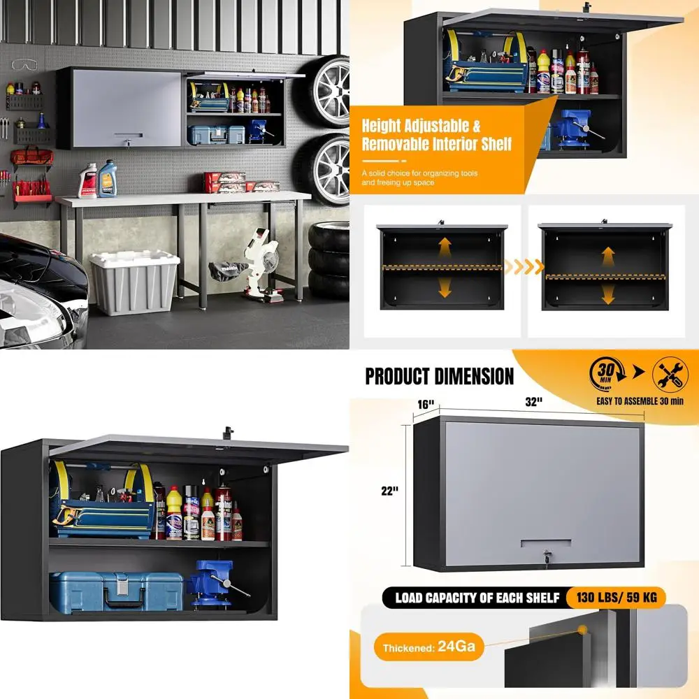 

Регулируемый стальной настенный шкаф для хранения инструментов в гараже и организации пространства на верхнем уровне прицепа
