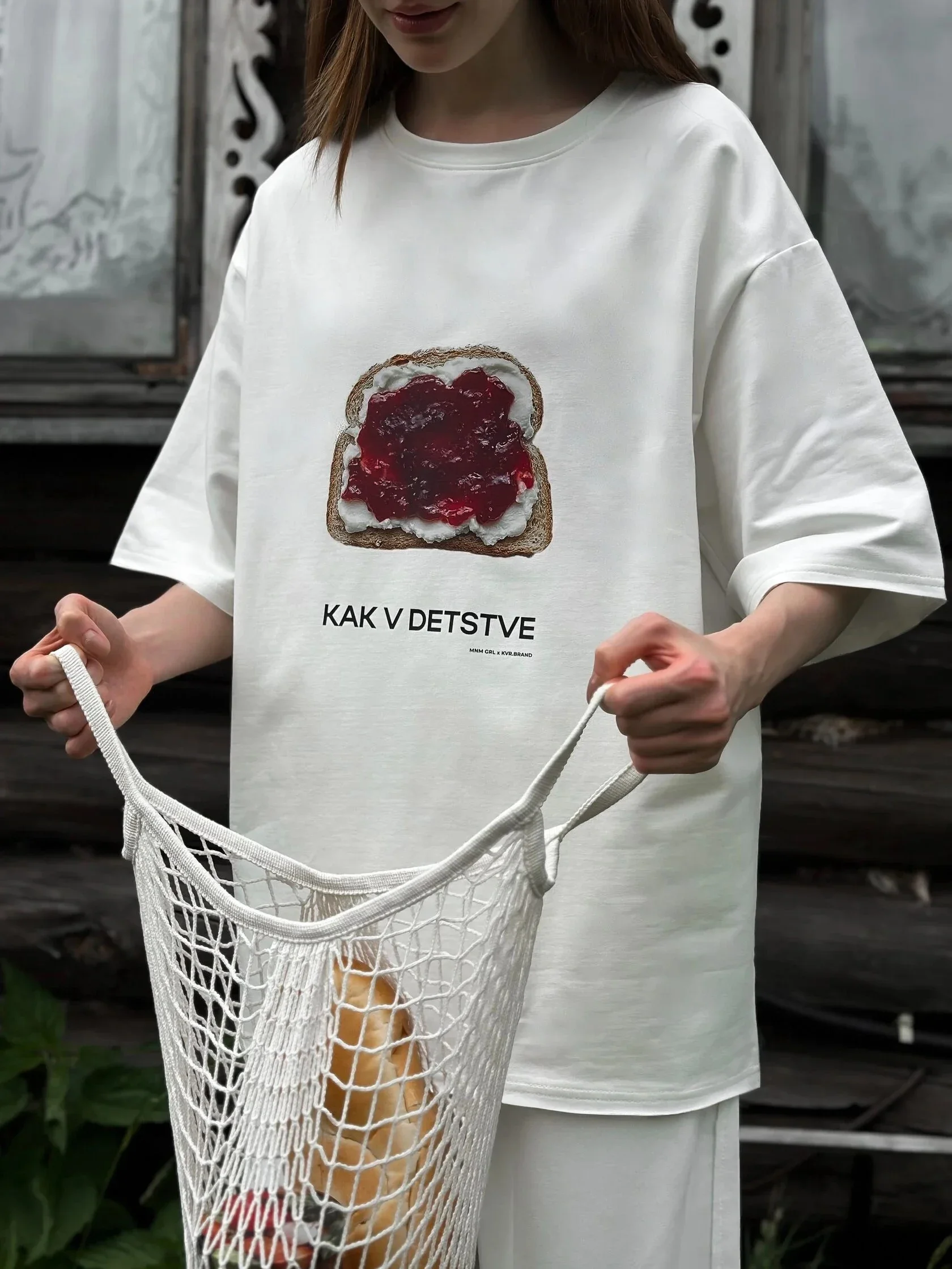 Camiseta de Verano con Estampado de Pan Ruso, 100% Algodón, Nueva Moda Femenina, Cuello Redondo, Manga Corta, Tops Casuales y Lindos para Mujer