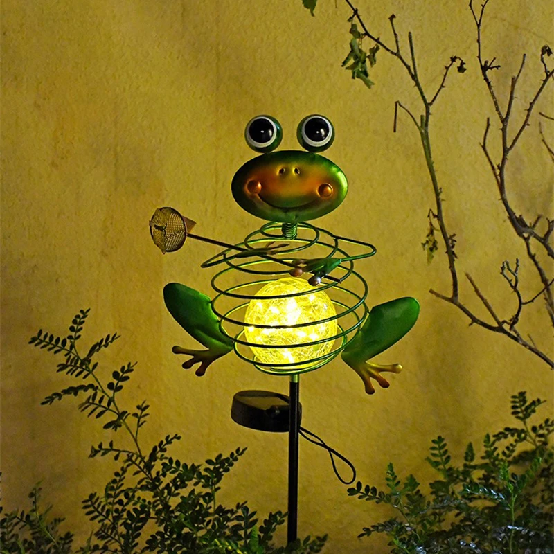 Solar-LED-Frosch-Tier-Gartenleuchten für den Außenbereich, wasserdicht, Metallpfahl, Rasenleuchten für Hof, Park, Villa, Weg, Landschaftsdekoration