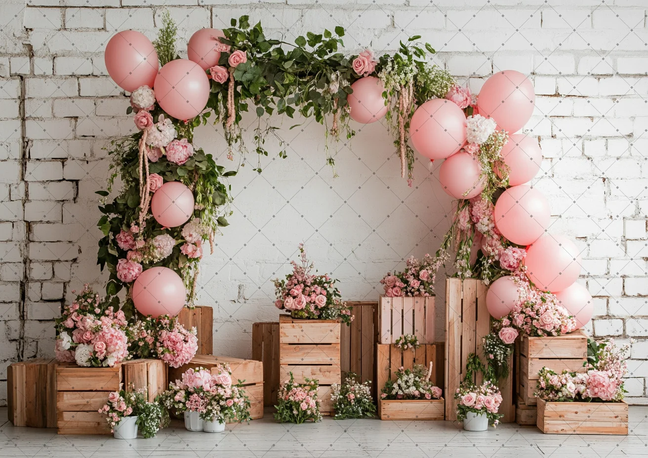 Birthday Balloons Background Photography Flower Arch Garden Photozone Backdrop Photo Studio Photobooth Party Decorations
