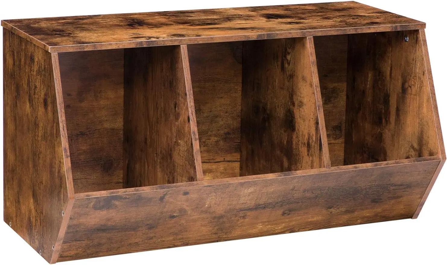 

Toy Storage Cubby, Stackable 3-Bin Bookshelf, Kids Playroom Shelf, Rustic Brown BF30CW01