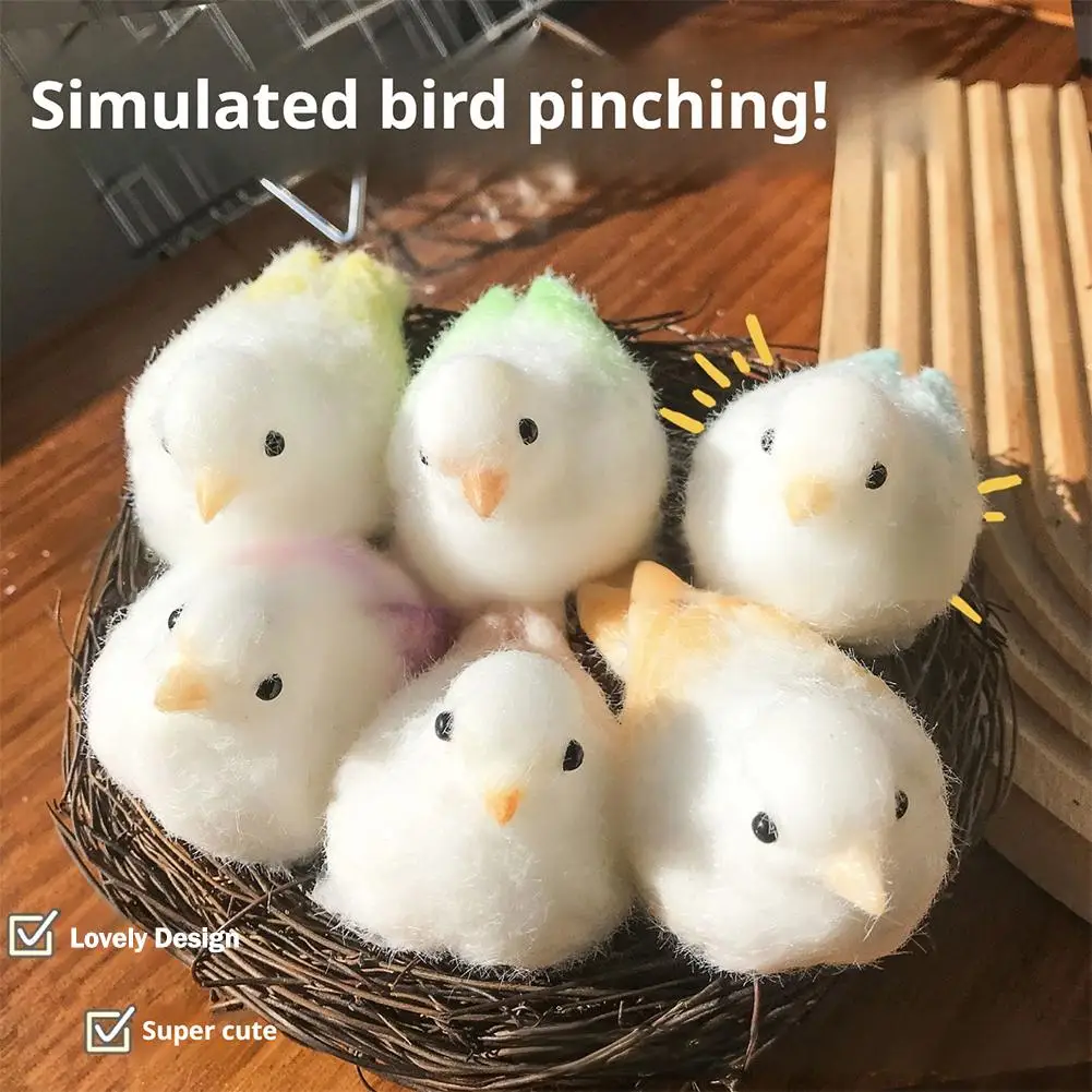 Simulation MIni Bird Pinch Fun Parrot Sparrow Decompression Pinch High Value Venting Artifact Plush Toy Pure Handmade