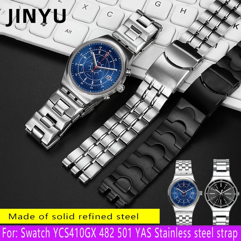 Stainless Steel Watchband Watch Strap For Swatch YCS410GX 482 501 YAS Men /Women's Metal 17 19 21mmWatch Bracelet H