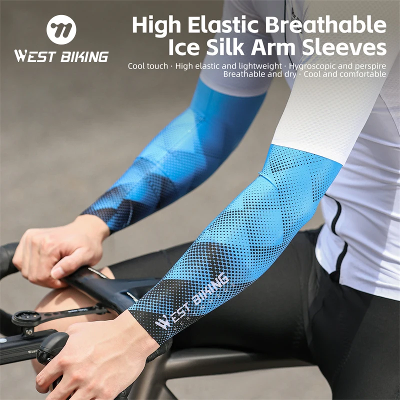 WEST BIKING Seamless lce Silk Arm Sleeves Running Camping Basketball Running Arm Protection Cycling Summer Sports Safety Gear