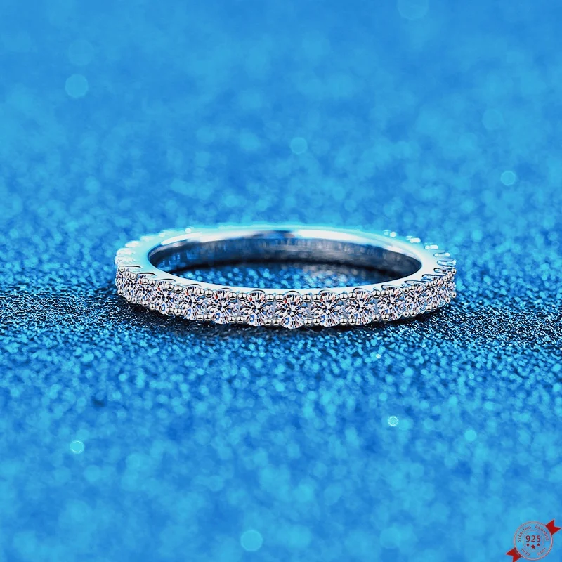 

0,9 карата Муассанит S925 Серебряные кольца для женщин и мужчин с платиновым покрытием, комплект каналов, свадебное кольцо с бриллиантами, модные ювелирные изделия, оптовая продажа