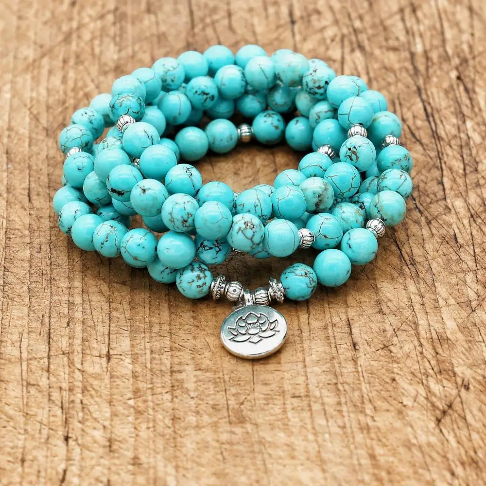 8mm 108 Beads Stone Bracelet or Necklace  Buddha Tree Life Charms Bracelet Women Couple Jewelry Gift