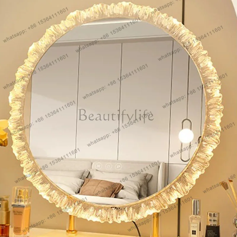 LSLuxury Circle Mirror Decoration Dressing Table Items Modern Wavy Aesthetic Mirror Modern Funky Spiegel Wand Home Decorations