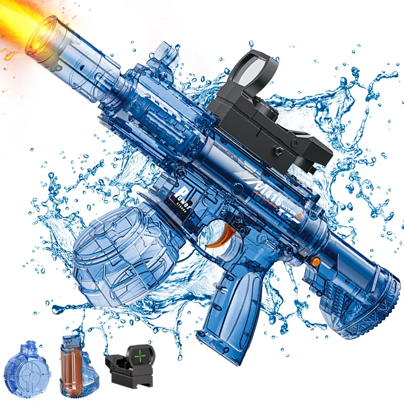 

M416 Kids Electric Water Gun with Cool Light Long Range Automatic Continuous Shooting Squirt Gun Toy Children Summer Outdoor Toy