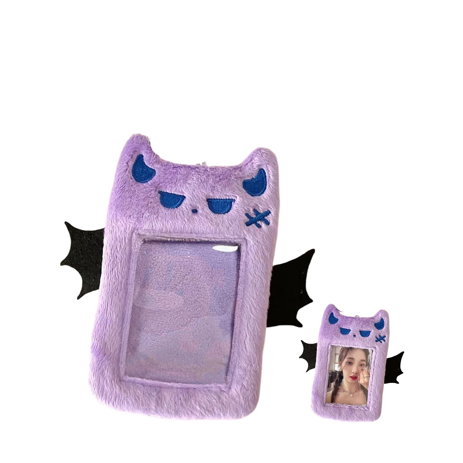 Cartoon Devil Plush Photocard Case Photo ID Credit Band Card Holder Card Case Students Idols Photos Protective Cover image 4