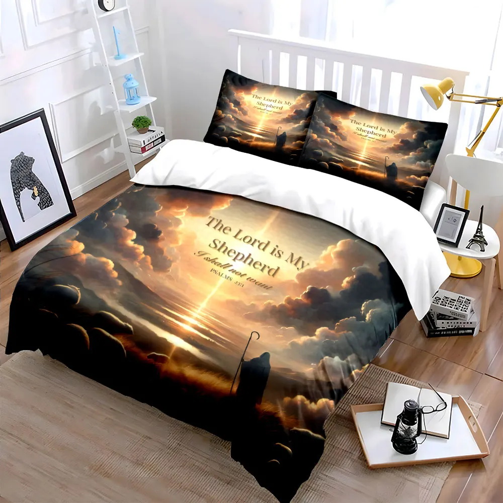 

"The Lord Is My Shepherd Artwork" kid's and adults' bedroom decor, Exquisite three-piece bedding set gift