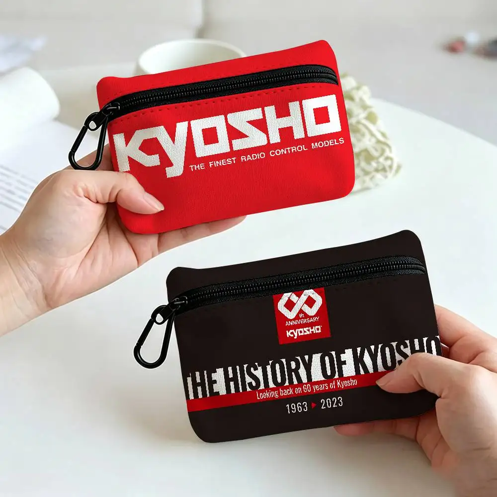 Kyosho Japan RC Logo Compact Oxford Cloth Zipper Pouch Detachable Carabiner Mini Coin & Key Wallet