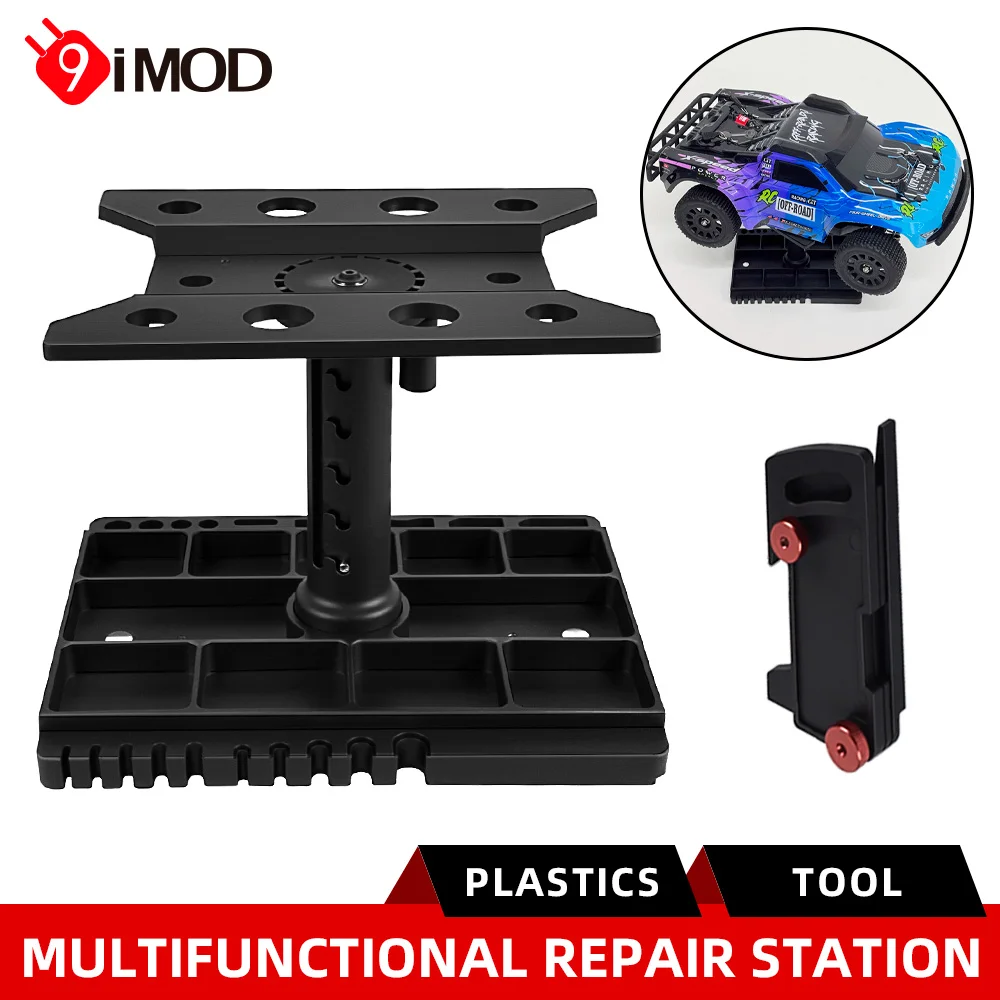 

9IMOD RC Car Repair Stand Plastics Work Station Assembly Platform 360° Rotation with angle Ruler for For 1/16 1/18 1/20 RC Car