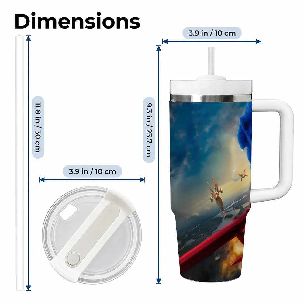 Game S-Sonic the Hedgehog Vacuum Flasks 40oz Stainless Steel Insulated Tumbler With Handle & Straw Leakproof Travel Mug view 5