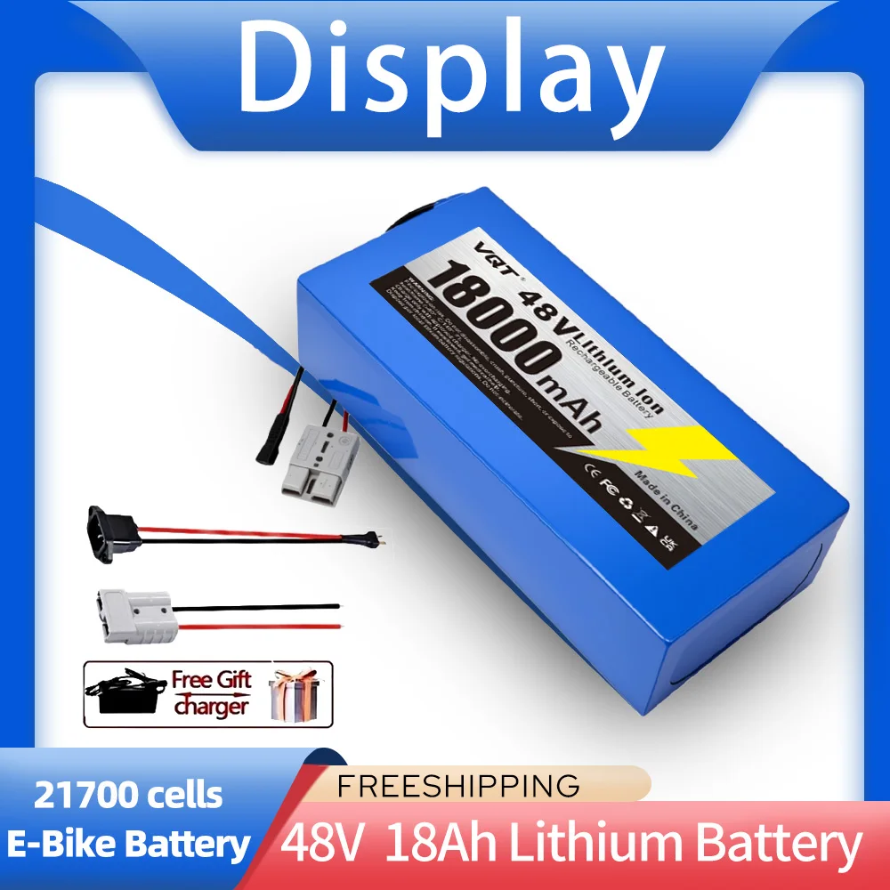 VQT grande capacité 48V 18Ah 18650 batterie au lithium 18000mAh lithium-ion batterie de vélo électrique moto + chargeur