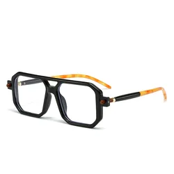 European and American Fashion Retro Square Large Frame Glasses Street Style Trendy Double Bridge Sunglasses for Men and Women