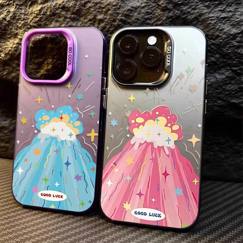 Cartoon Creative Volcano Case for Xiaomi Redmi Note 13 12 11 Pro Plus 4G 5G 12S 11S 10S 10 9 9S 8 12C 13C A3 Plating Matte Cover