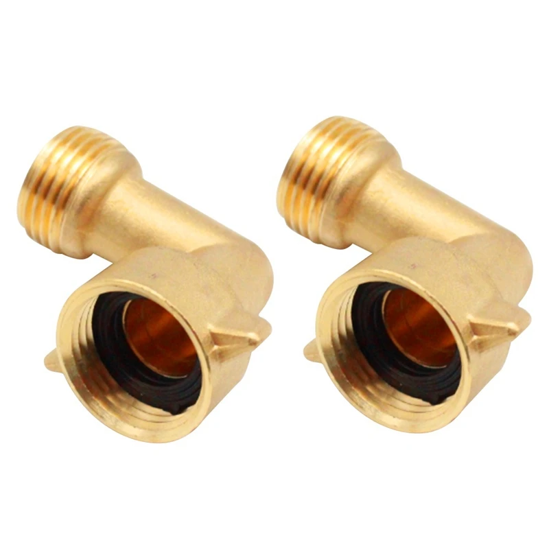 

2Pcs 90 Degree Garden Hose Elbow 3/4 Inch Hose Brass Garden Hose Connector Spare Parts For RV Water Hookups&Residential Faucets