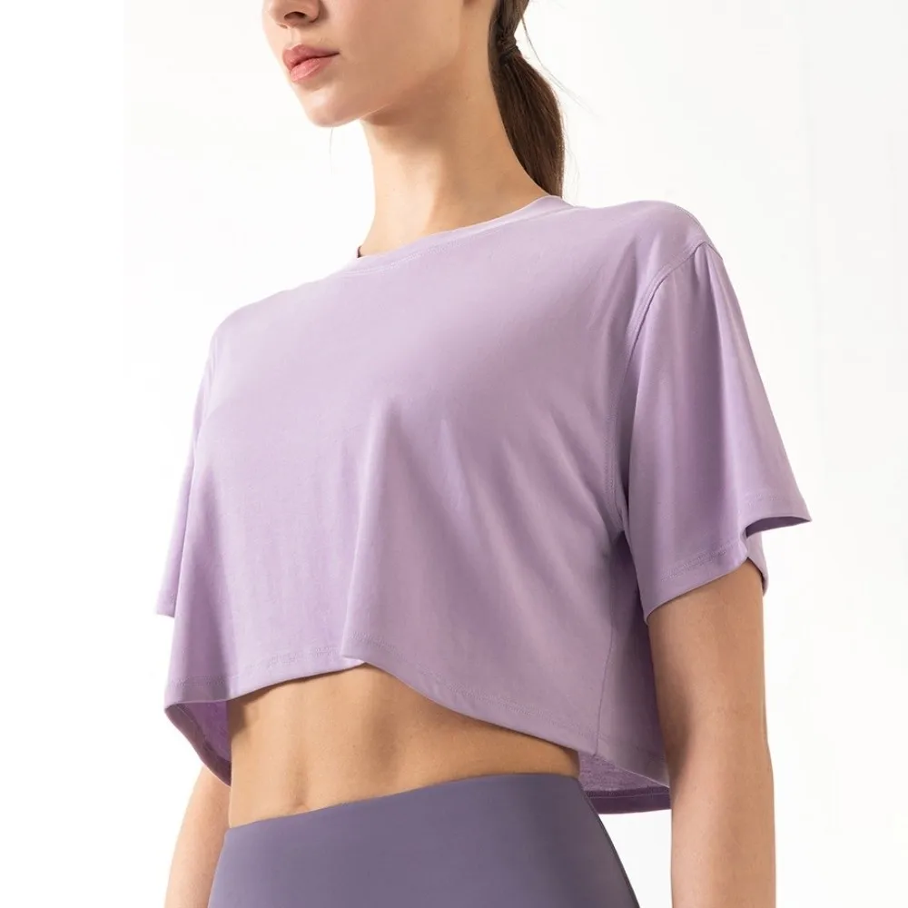 

Loose Fit Yoga Sports Tops T-shirts Breathable Exercise Crop Top Short-Sleeved Quick-Drying Fitness Clothes Morning Running